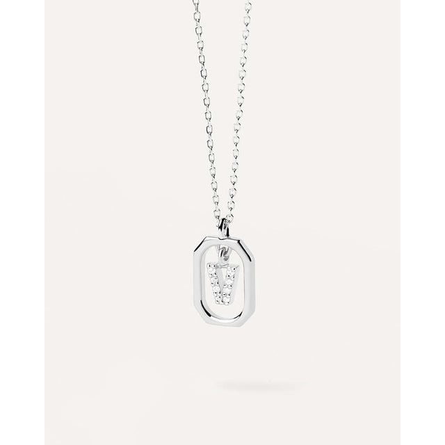 COLLANA CON LETTERA V MINI SILVER-PDPAOLA-CO02-533-U-Gioielleria Granarelli