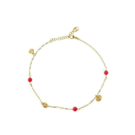 Cavigliera Charms Conchiglie Corallo-Bracciali-RUE DES MILLE- [SKU] -Gioielleria Granarelli