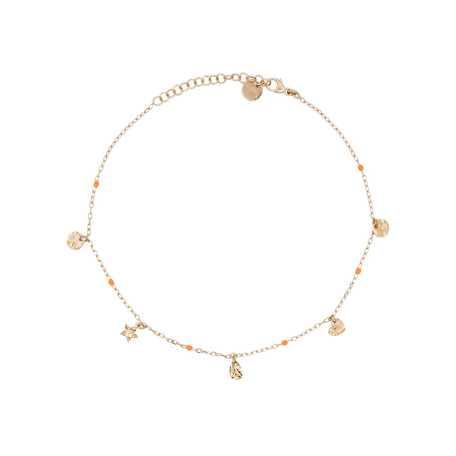 Cavigliera Charms e Smalto Arancione-Bracciali-RUE DES MILLE-Gioielleria Granarelli