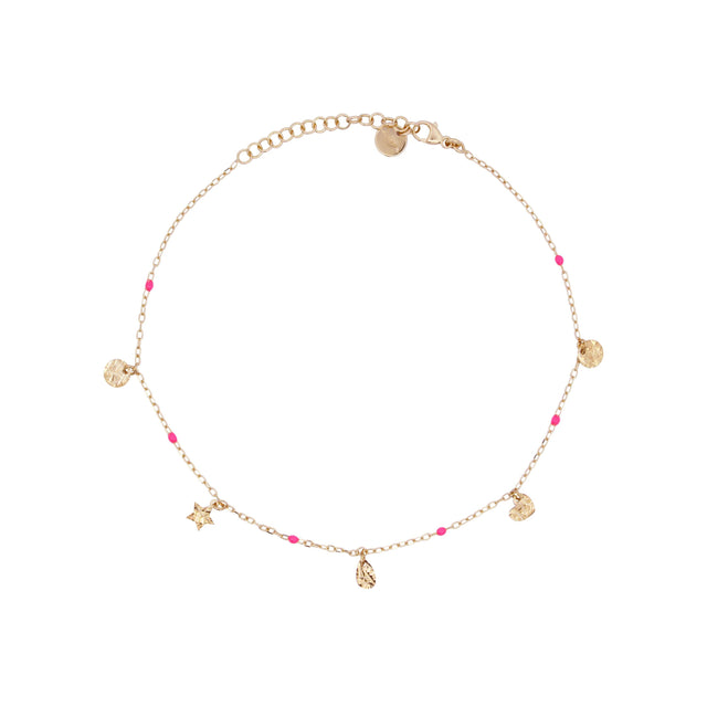 Cavigliera Charms e Smalto Fucsia-Bracciali-RUE DES MILLE-Gioielleria Granarelli