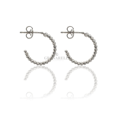 Cerchietti Oro Bianco con sfere diamantate-Orecchini-GRANARELLI-Gioielleria Granarelli