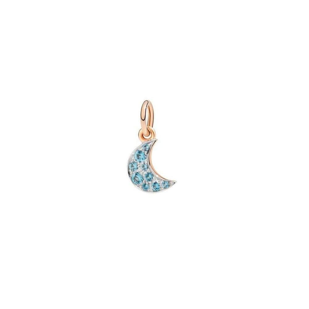 Charm Luna Preziosa con Topazi Blu-Ciondoli-DODO- [SKU] -Gioielleria Granarelli