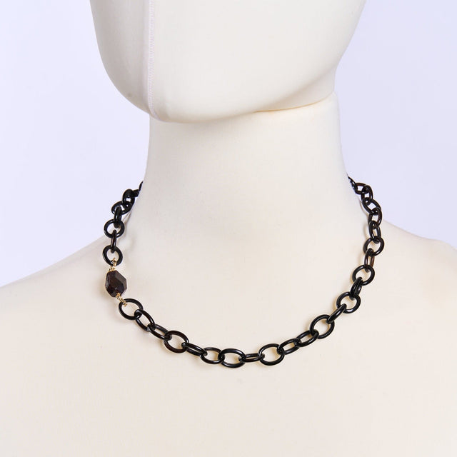 Collana Anellini in Corno Nero e Pietra-Girocolli-AMLÈ-Gioielleria Granarelli