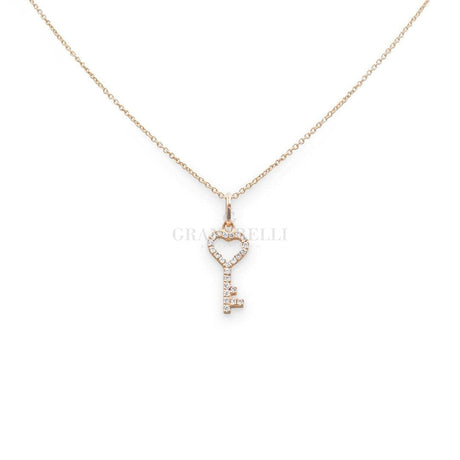 Collana Chiave Cuore in Oro Rosa e Diamanti-Girocolli-CRIVELLI- [SKU] -Gioielleria Granarelli