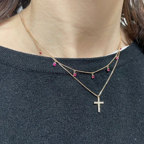 Collana Croce di Diamanti in Oro Rosa-Girocolli-CRIVELLI-Gioielleria Granarelli