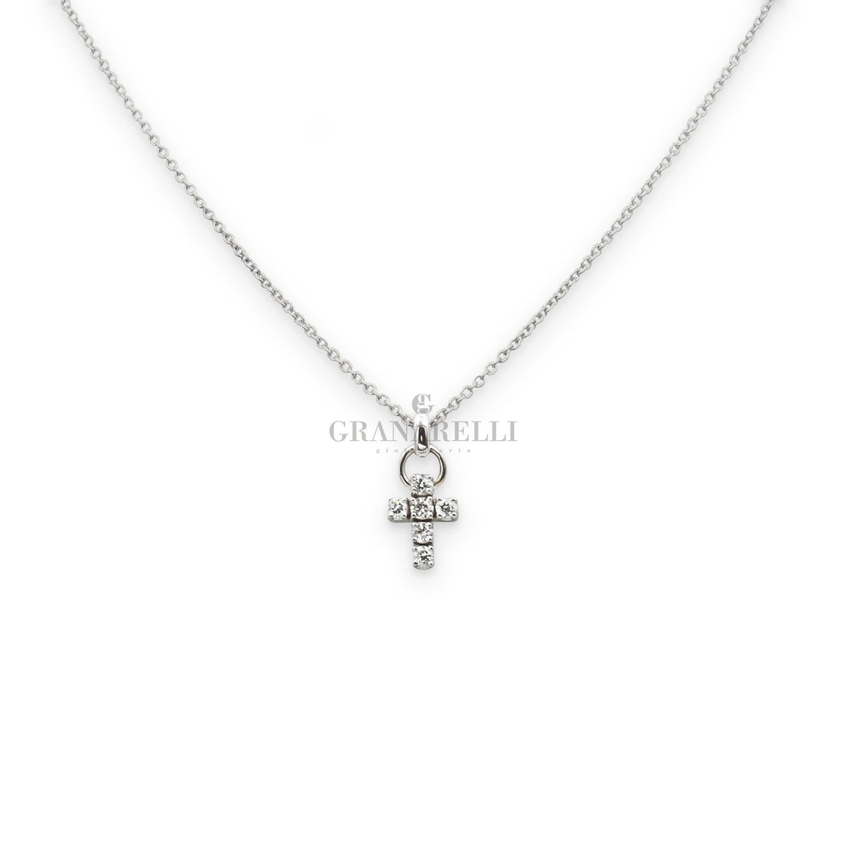 Collana Croce di diamanti In Oro Bianco-Girocolli-CRIVELLI-Gioielleria Granarelli