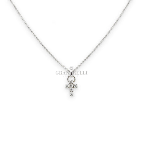 Collana Croce di diamanti In Oro Bianco-Girocolli-CRIVELLI-Gioielleria Granarelli