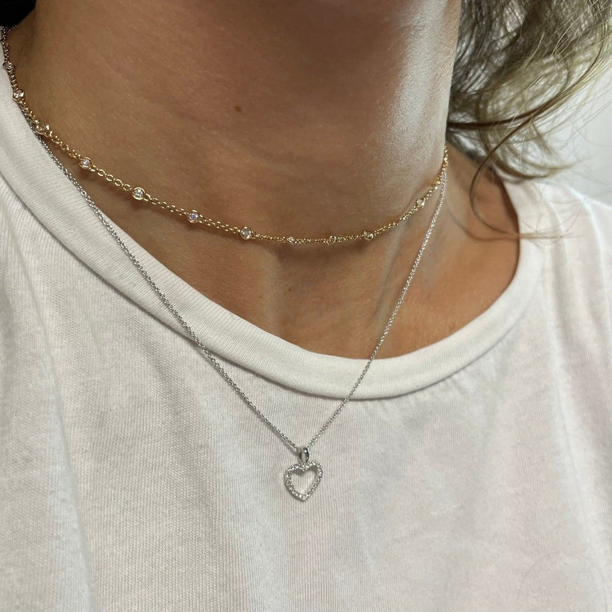 Girocolli Collana Cuore Silhouette Oro Bianco e Diamanti CRIVELLI