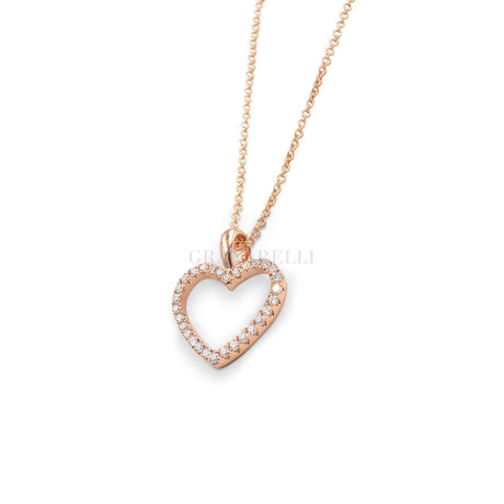 Collana Cuore Silhouette Oro Rosa e Diamanti-Girocolli-CRIVELLI- [SKU] -Gioielleria Granarelli