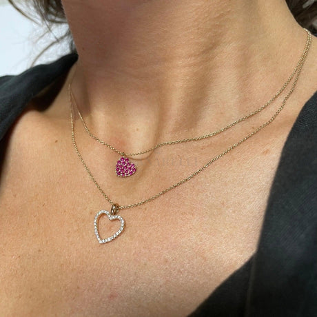 Collana Cuore Silhouette Oro Rosa e Diamanti-Girocolli-CRIVELLI- [SKU] -Gioielleria Granarelli