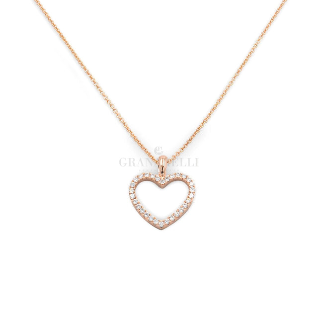 Collana Cuore Silhouette Oro Rosa e Diamanti-Girocolli-CRIVELLI- [SKU] -Gioielleria Granarelli