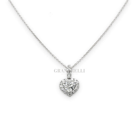Collana Diamante taglio Cuore e contorno di brillanti in Oro Bianco-Girocolli-CRIVELLI-Gioielleria Granarelli