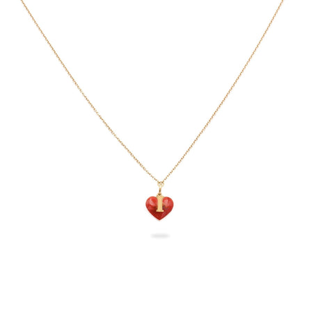 Collana Iniziale con cuore rosso-Collane-GioGio- [SKU] -Gioielleria Granarelli