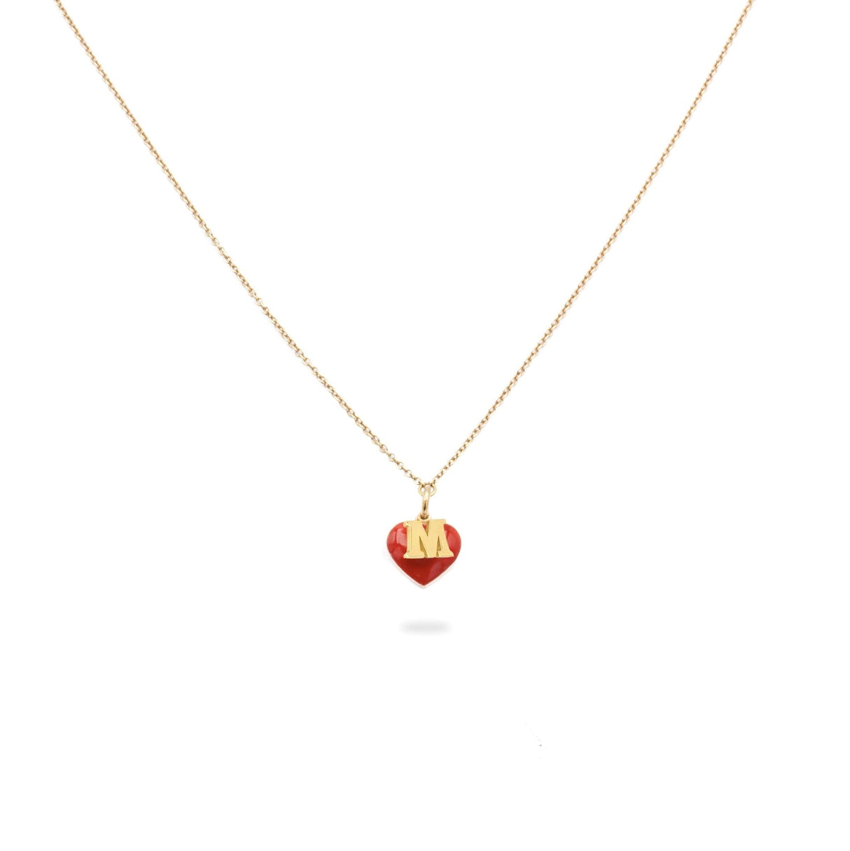 Collana Iniziale con cuore rosso-Collane-GioGio- [SKU] -Gioielleria Granarelli