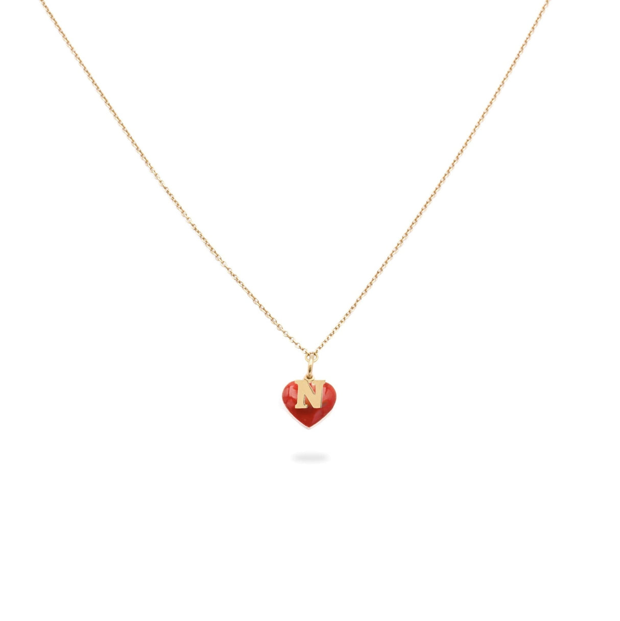 Collana Iniziale con cuore rosso-Collane-GioGio- [SKU] -Gioielleria Granarelli