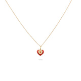 Collana Iniziale con cuore rosso-Collane-GioGio- [SKU] -Gioielleria Granarelli