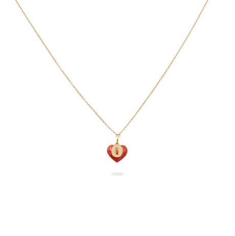 Collana Iniziale con cuore rosso-Collane-GioGio- [SKU] -Gioielleria Granarelli