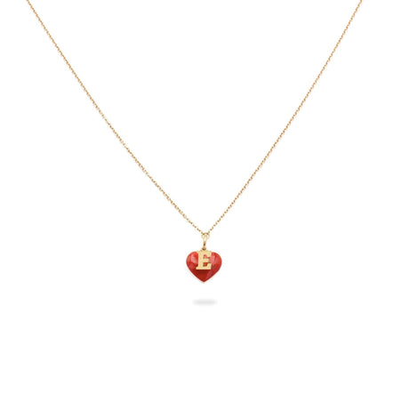 Collana Iniziale con cuore rosso-Collane-GioGio- [SKU] -Gioielleria Granarelli