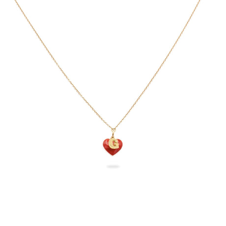 Collana Iniziale con cuore rosso-Collane-GioGio- [SKU] -Gioielleria Granarelli