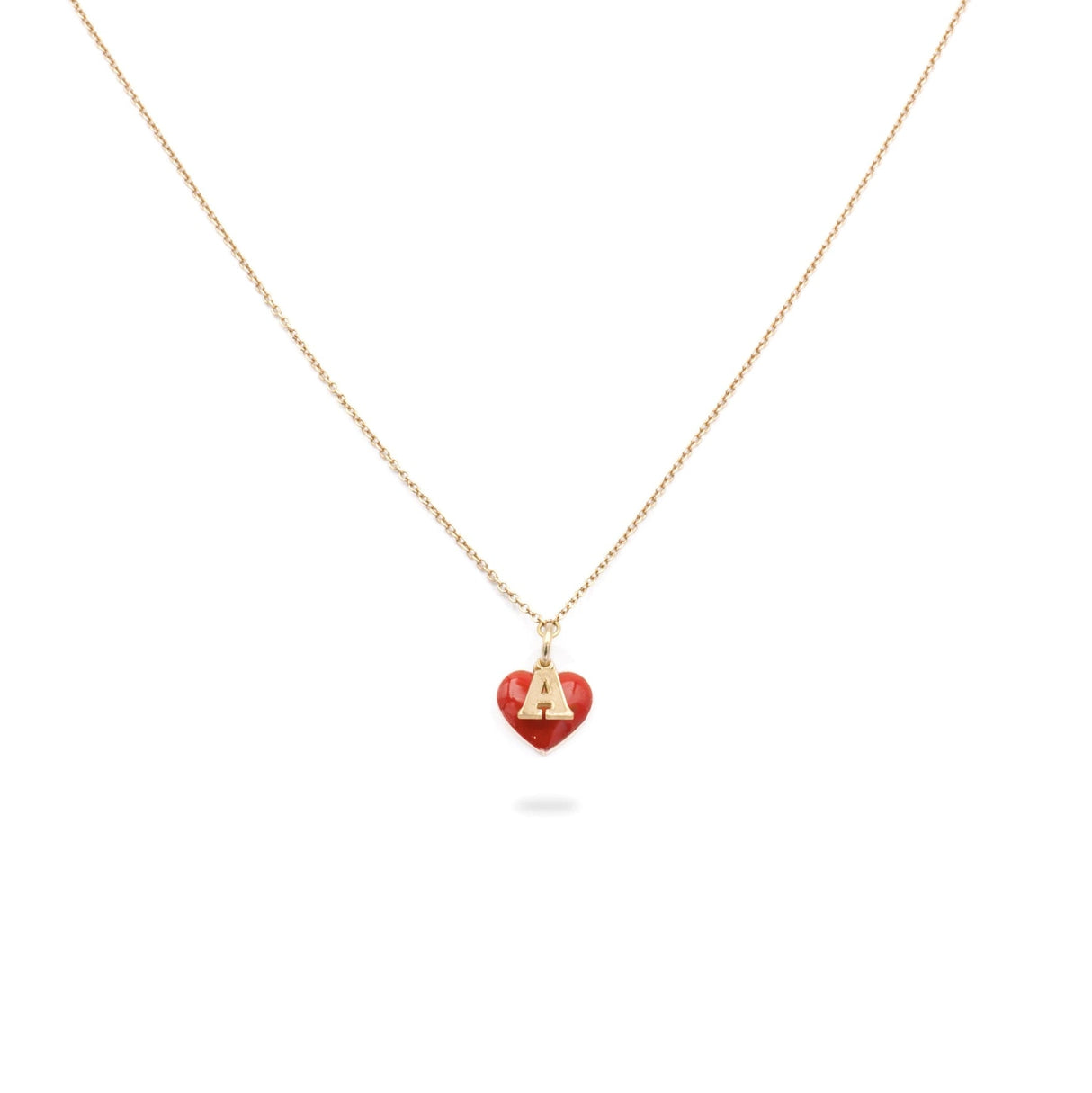 Collana Iniziale con cuore rosso-Collane-GioGio- [SKU] -Gioielleria Granarelli