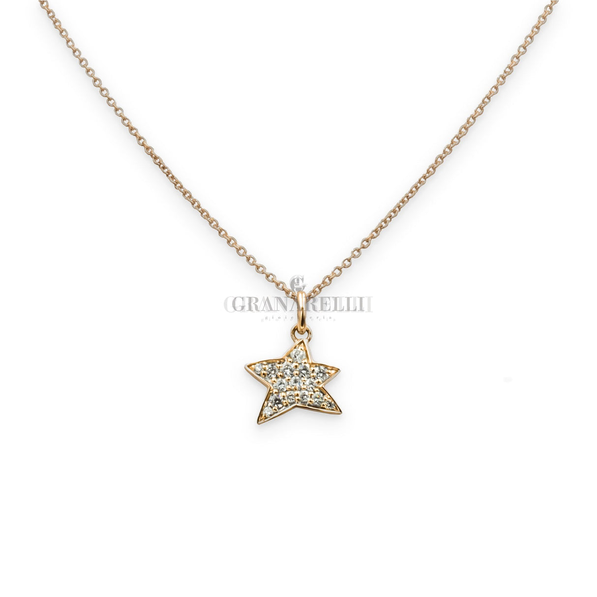 Collana Stella Pavè di Diamanti in Oro Rosa