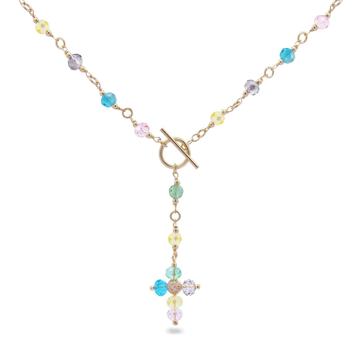 Collana T-bar Croce e Pietre Multicolor-Girocolli-RUE DES MILLE-Gioielleria Granarelli