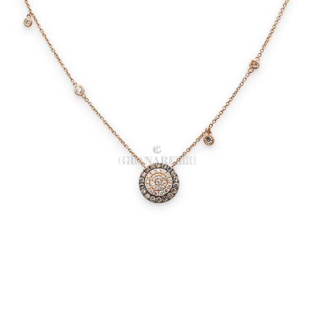 Collana Tondo Pavé di Diamanti Bianchi e Brown in Oro Rosa-Girocolli-CRIVELLI-Gioielleria Granarelli