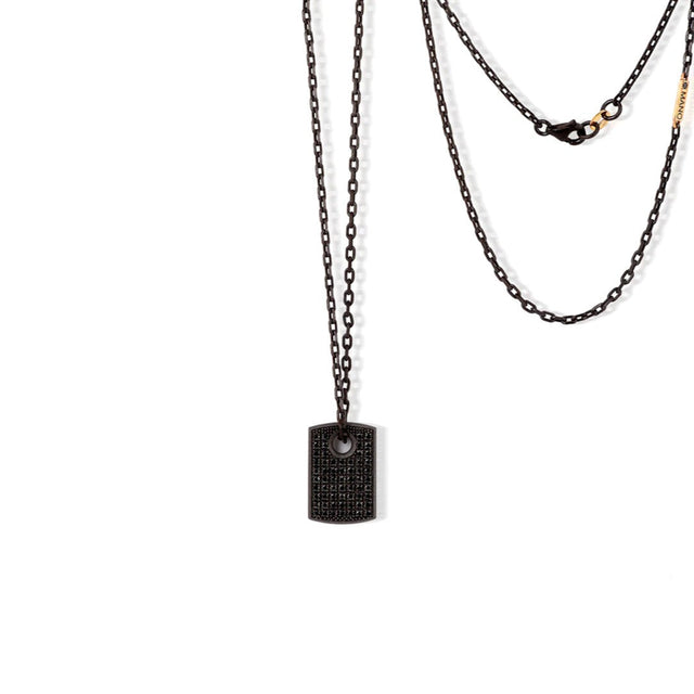 Girocolli Collana con Targhetta Minimal in titanio e diamanti black MANO