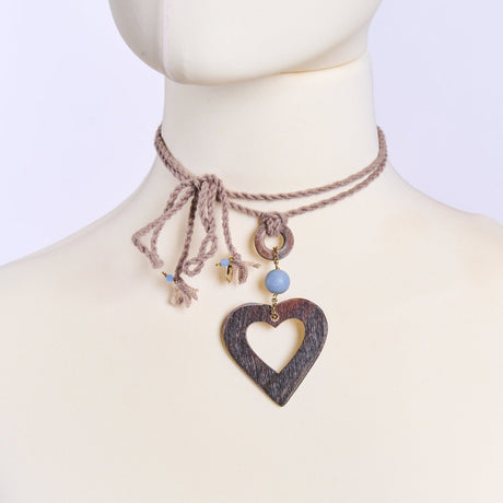 Collana cordino con Cuore e Pietra-Girocolli-AMLÈ-Gioielleria Granarelli