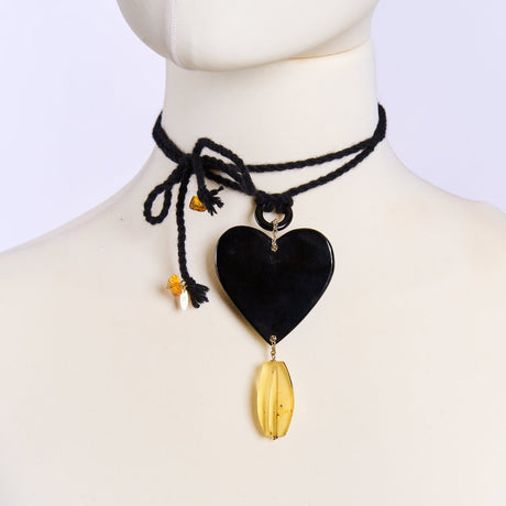 Collana cordino con Cuore e Pietra-Girocolli-AMLÈ-Gioielleria Granarelli