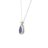 Collana in Oro Bianco con Zaffiro taglio "Goccia" e Diamante-Girocolli-GRANARELLI- [SKU] -Gioielleria Granarelli