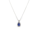 Collana in Oro Bianco con Zaffiro taglio "Goccia" e Diamante-Girocolli-GRANARELLI- [SKU] -Gioielleria Granarelli