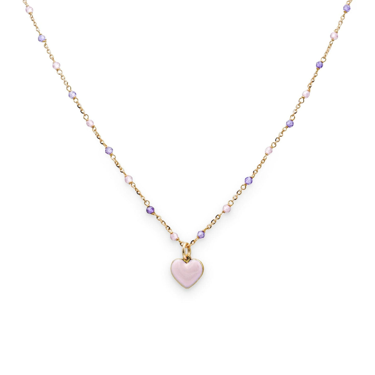 Collana pietre alternate con cuore rosa-Collane-GioGio- [SKU] -Gioielleria Granarelli