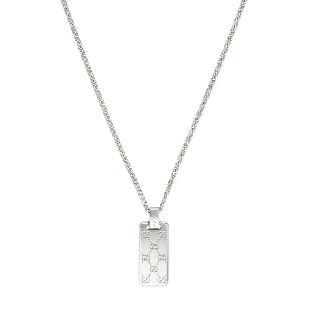 Collana Signature Catena e Targhetta GG in Argento-Girocolli-GUCCI-Gioielleria Granarelli