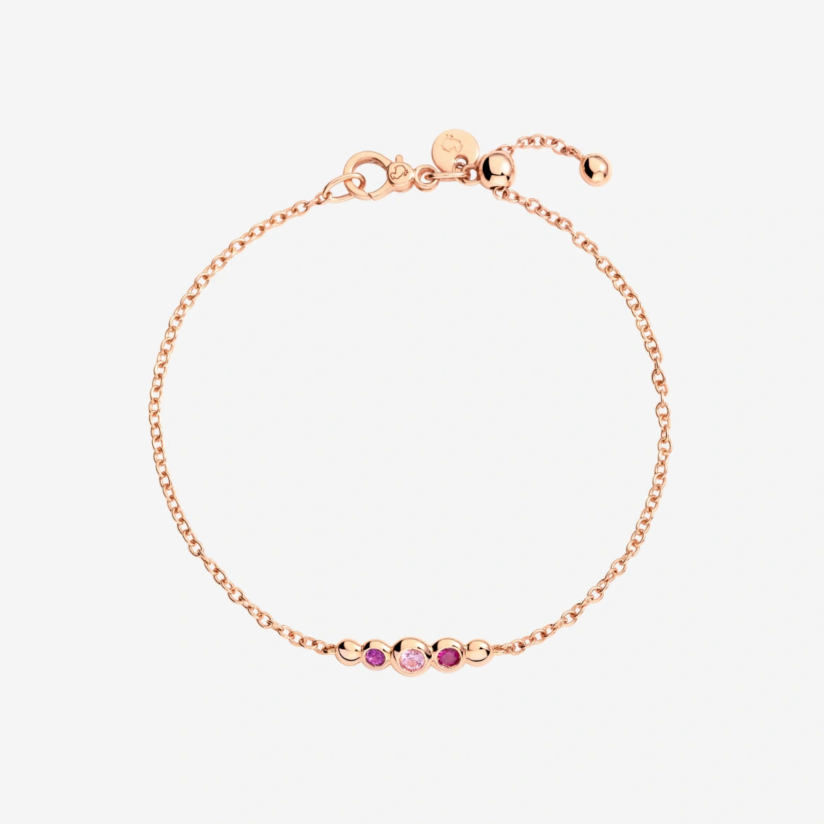 Bracciale DoDo Bollicine Oro Rosa, Ametista, Zaffiro Rosa e Rubino