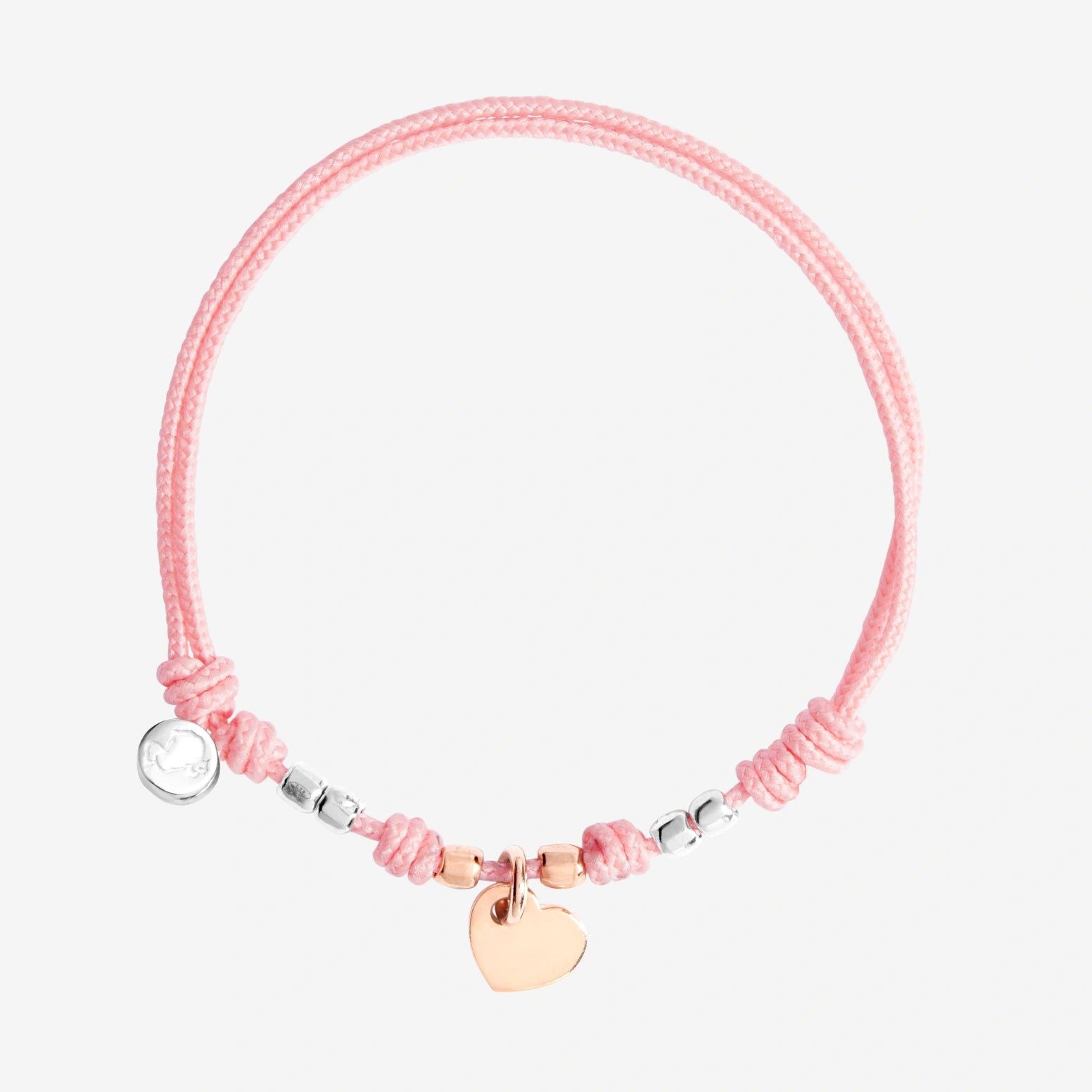 Bracciale DoDo Cordino Cuore Oro Rosa e Mini Granelli