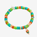 Bracciale DoDo Rondelle Argento Dorato e Plastica Riciclata Verde e Arancio