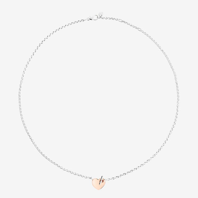 Collana DoDo Argento e Cuore Oro Rosa Tbar-Girocolli-DODO-Gioielleria Granarelli