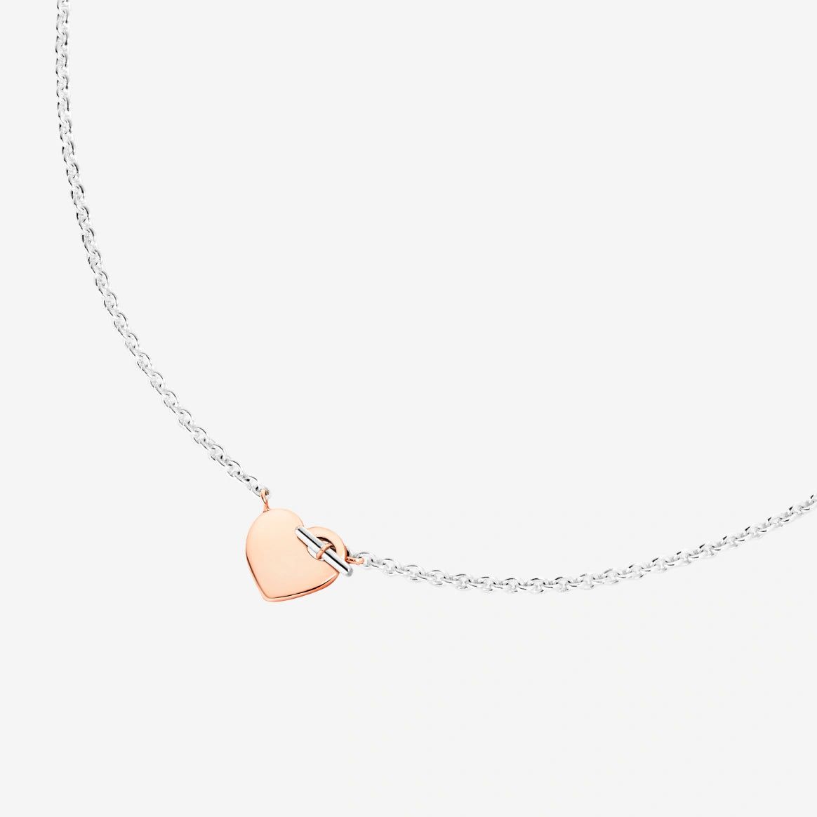 Collana DoDo Argento e Cuore Oro Rosa Tbar-Girocolli-DODO-Gioielleria Granarelli