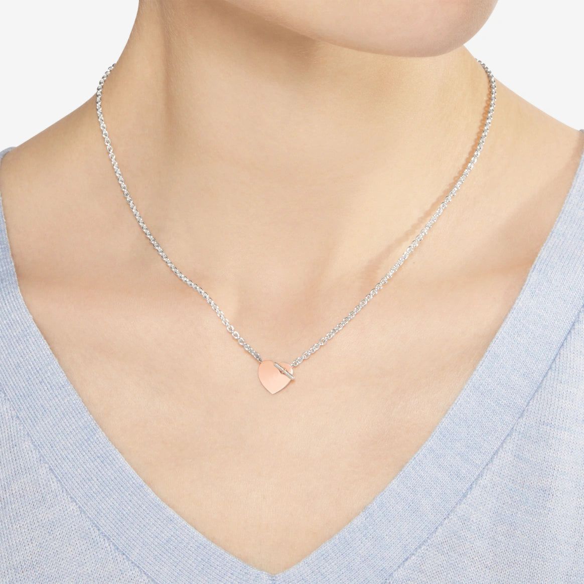 Collana DoDo Argento e Cuore Oro Rosa Tbar-Girocolli-DODO-Gioielleria Granarelli