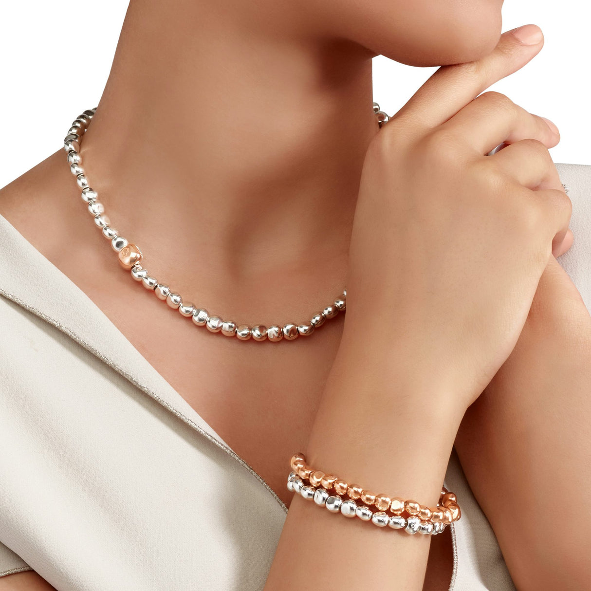 Collana DoDo Pepita Oro Rosa e Argento