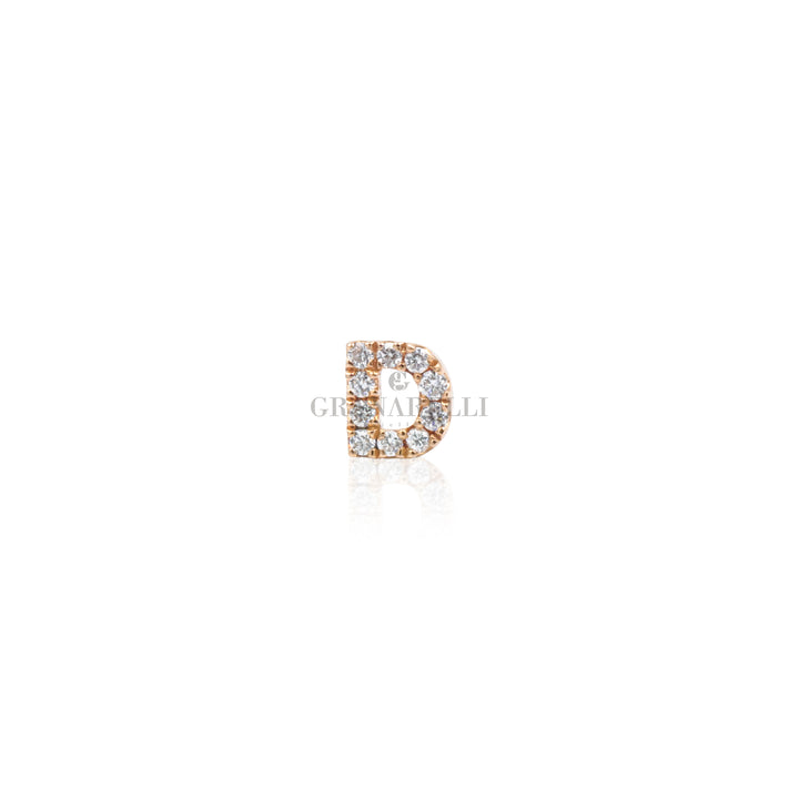 Mono Orecchino Iniziale Lettera D in Oro Rosa e Diamanti-Orecchini-CRIVELLI-Gioielleria Granarelli