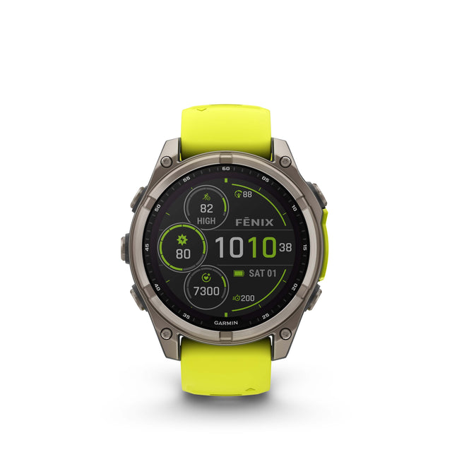 fēnix® 8 - 47 mm, Solar Vetro Zaffiro cinturino giallo-Orologi-GARMIN-Gioielleria Granarelli