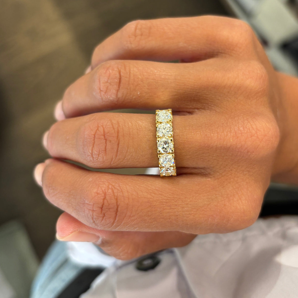 Anello Fedina 5 diamanti 1.85kt In Oro Giallo
