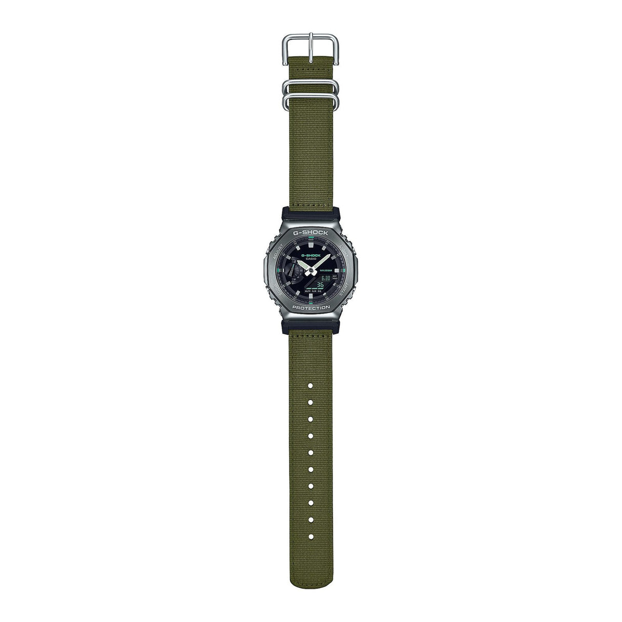 G-Shock Protection Grey Metal Collection cinturino Tessuto Verde-Orologi-CASIO-Gioielleria Granarelli