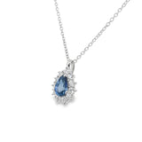 Girocollo Goccia Zaffiro 0.55kt con Diamanti  in oro bianco