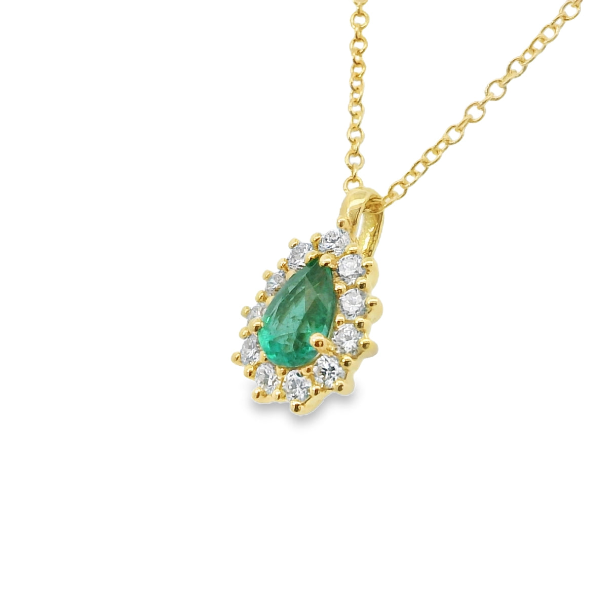 Girocollo Goccia Smeraldo 0.37 kt con Diamanti  in oro giallo
