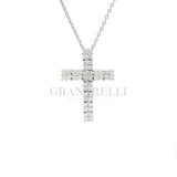 Collana Croce Diamanti in Oro Bianco 18kt-Girocolli-GRANARELLI-Gioielleria Granarelli