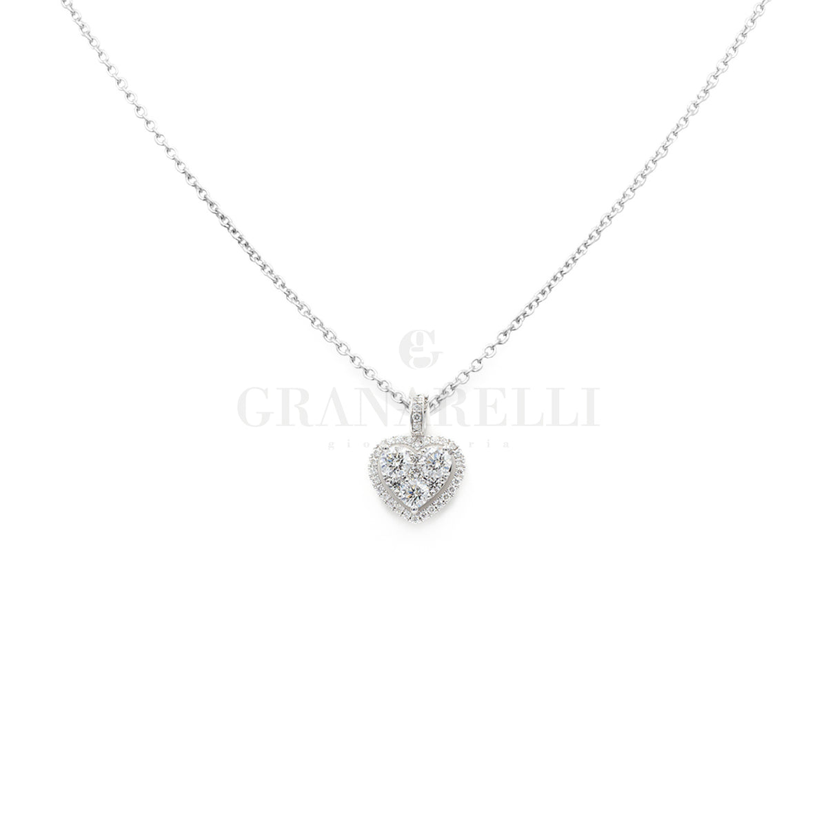 Girocollo  Cuore contornino in oro bianco