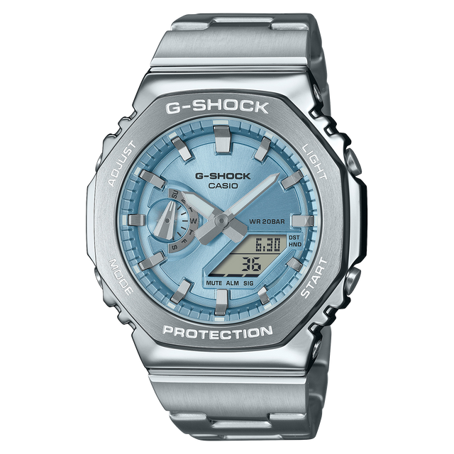 G-Steel GM-2100 Azzurro Acciaio-Orologi-CASIO-Gioielleria Granarelli